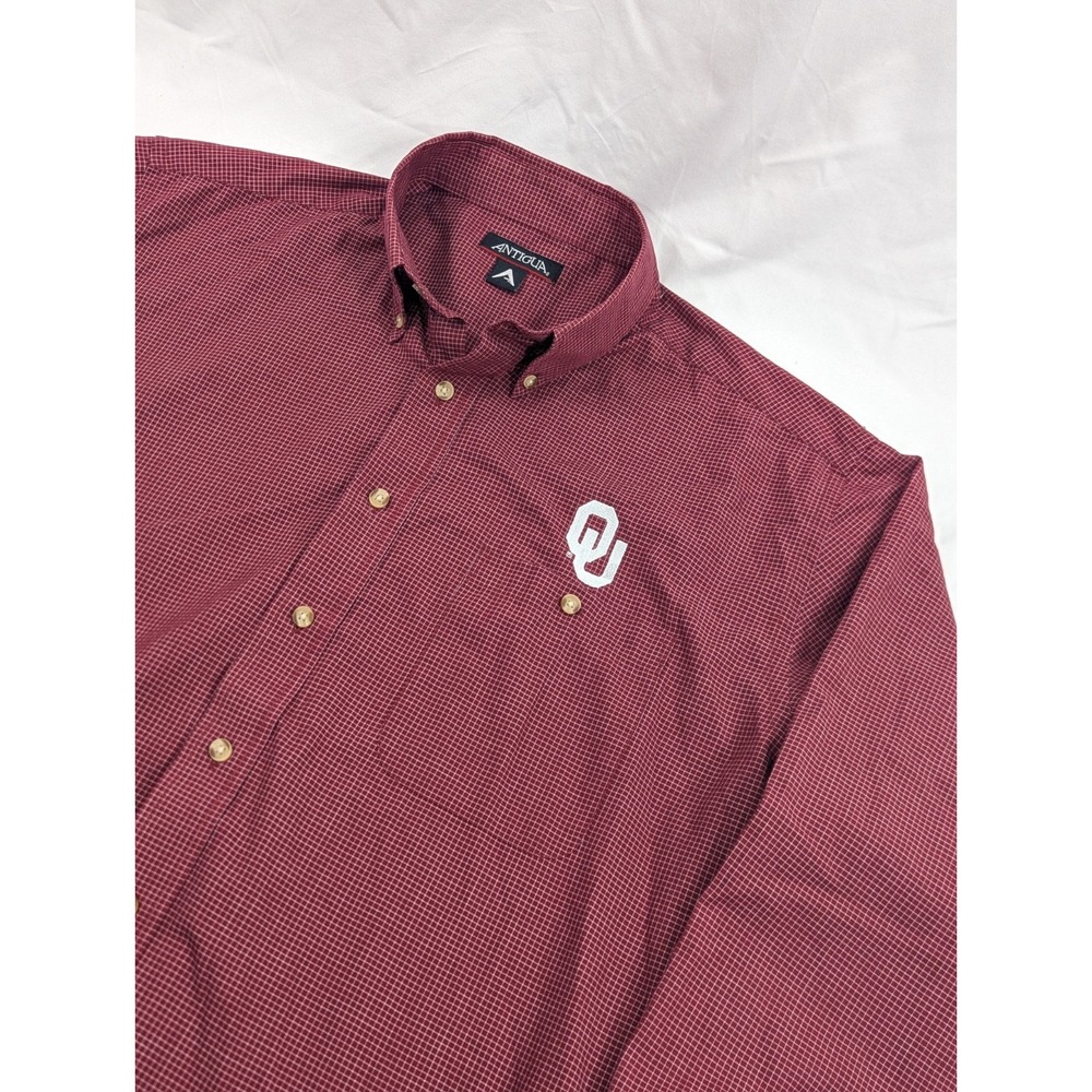 Oklahoma Sooners Antigua long sleeve‎ button front embroidered shirt Large